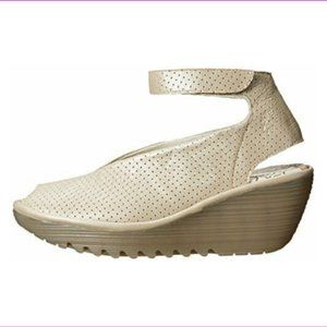 NWT FLY LONDON Perforated Wedge Sandals, Sz 6.5/7